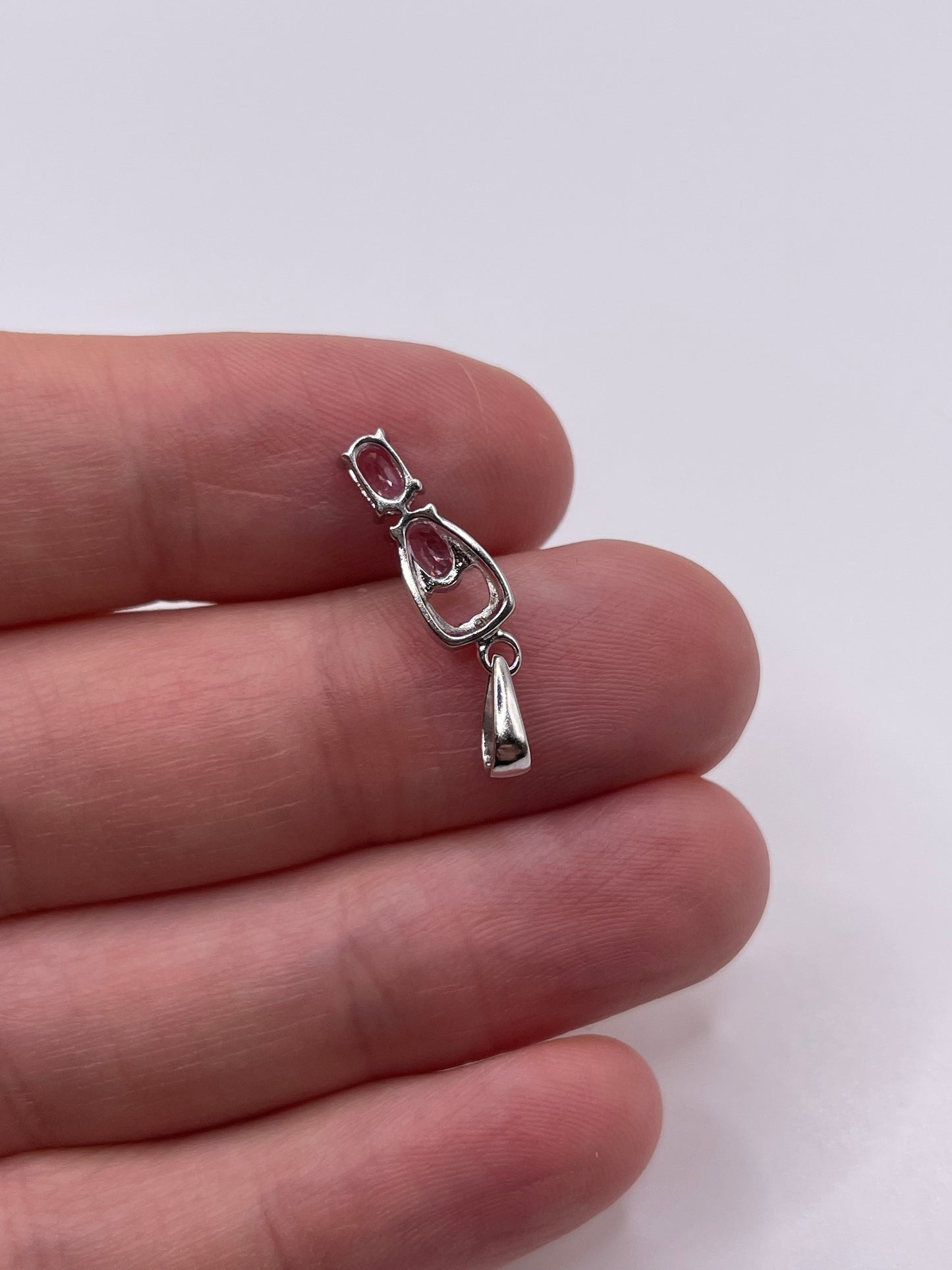 9ct white gold pink sapphire diamond pendant