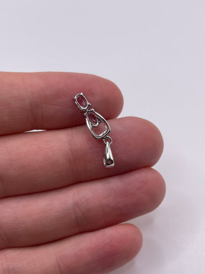 9ct white gold pink sapphire diamond pendant