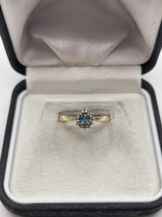 9ct gold sapphire and diamond ring