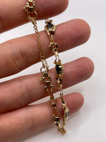 9ct gold black opal triplet bracelet