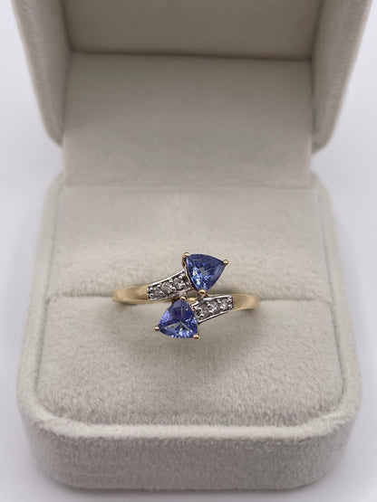 9ct gold tanzanite and zircon ring