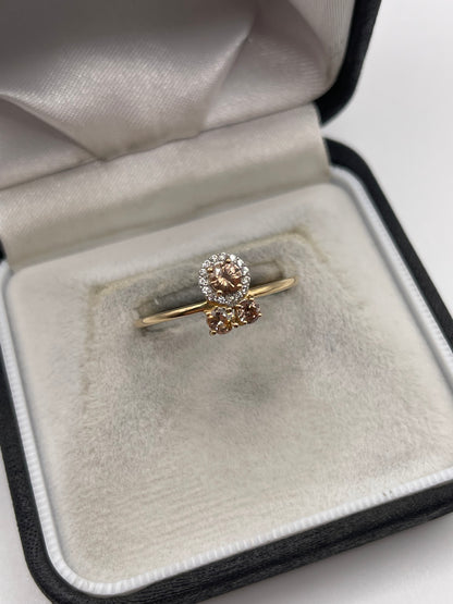 9ct gold morganite and zircon ring