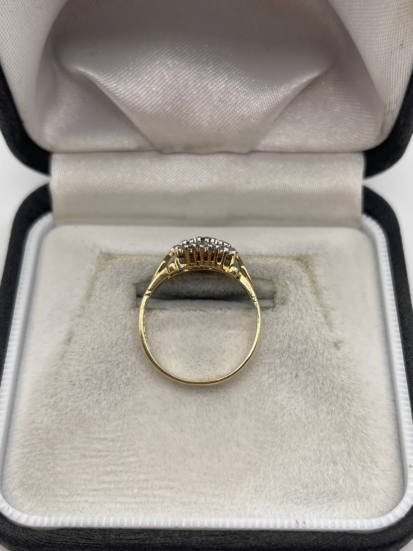 9ct gold emerald and diamond ring