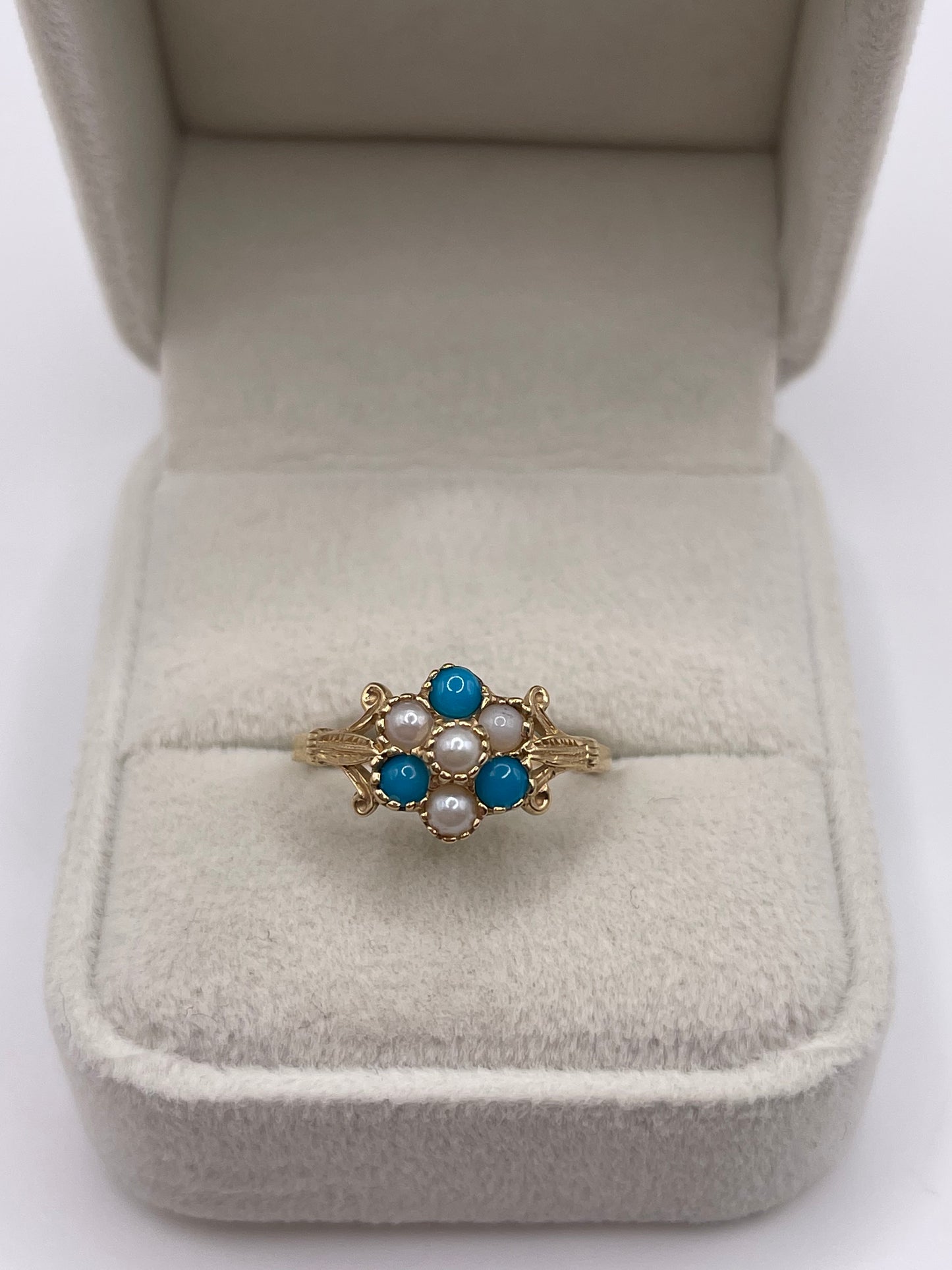9ct gold turquoise and pearl ring