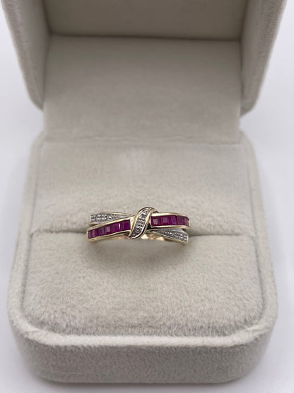 9ct gold ruby and diamond ring