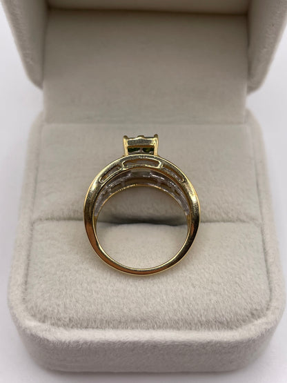 9ct gold diamond cluster ring inc green diamonds