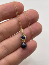 Load image into Gallery viewer, 9ct gold pearl and sapphire necklace
