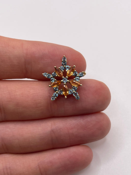 9ct gold topaz and orange sapphire pendant