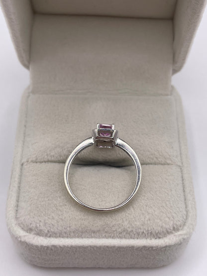 9ct white gold pink topaz and diamond ring