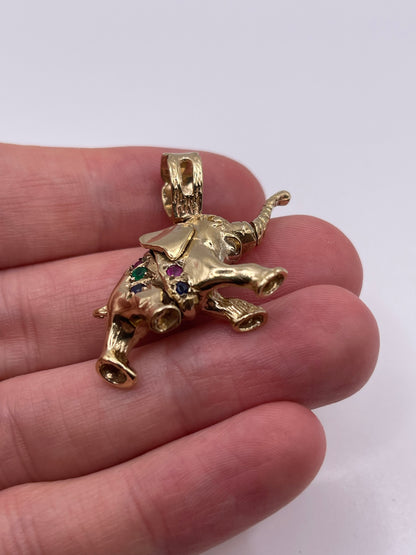 9ct gold gemstone elephant pendant
