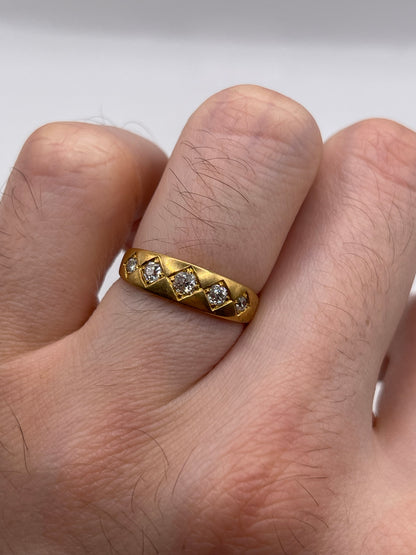Antique 18ct gold old cut diamond gypsy ring