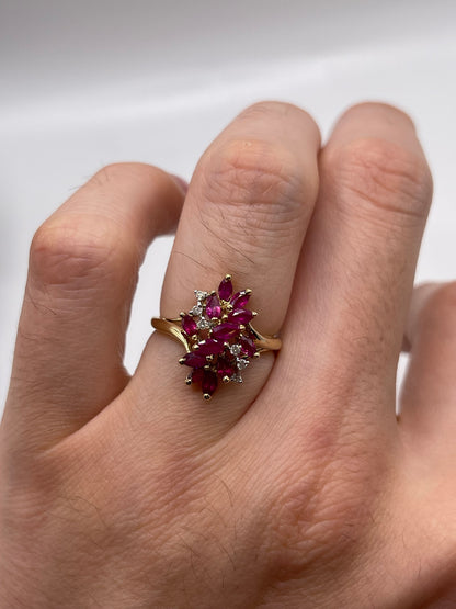 9ct gold ruby and diamond ring