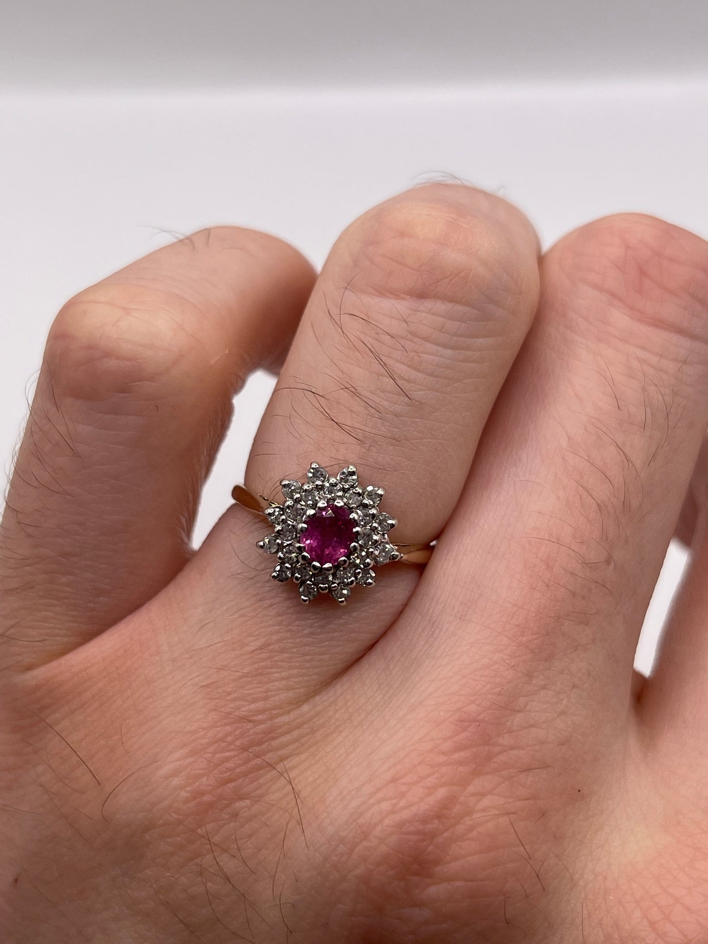 9ct gold ruby and diamond ring