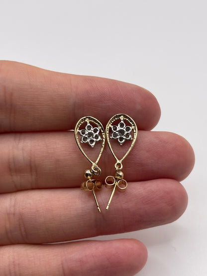 9ct gold emerald and diamond earrings