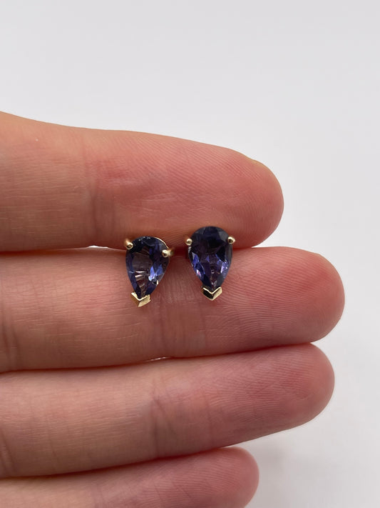 9ct gold iolite earrings
