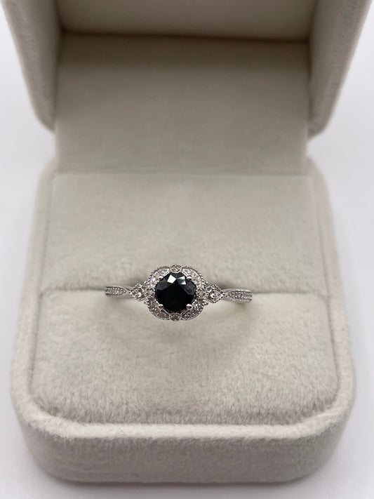 9ct white gold sapphire and diamond ring