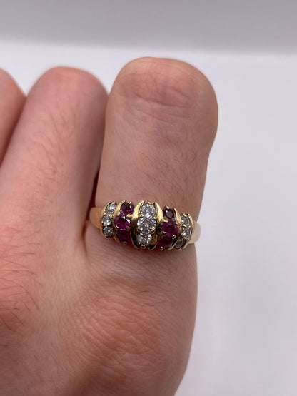 9ct gold ruby and cz ring