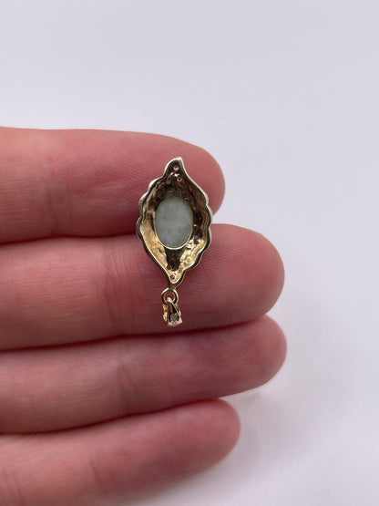9ct gold jade and diamond pendant