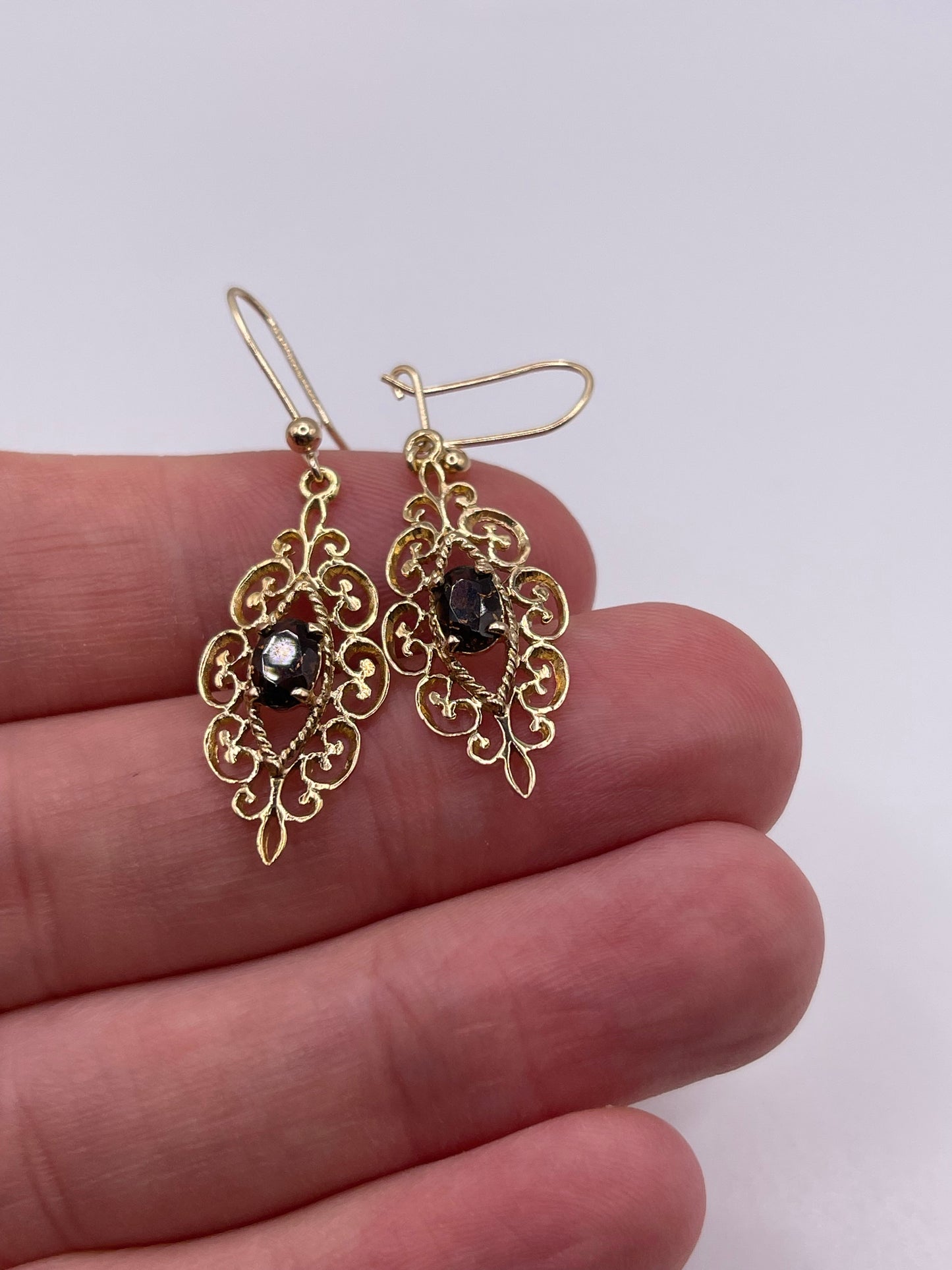 9ct gold Smokey quartz earrings