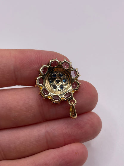 9ct gold multi gemstone pendant