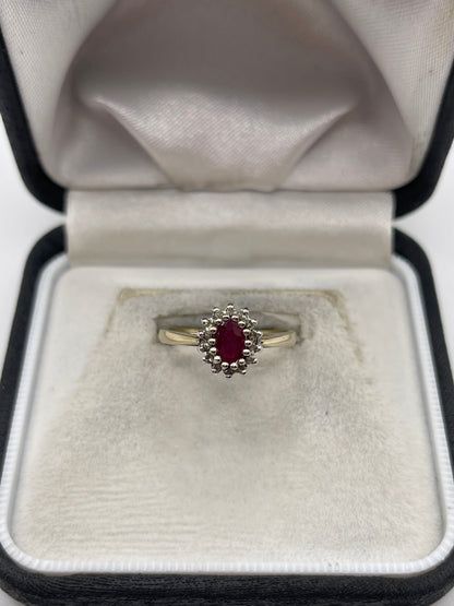 9ct gold ruby and diamond ring