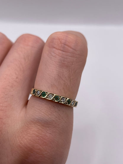9ct gold emerald and diamond ring