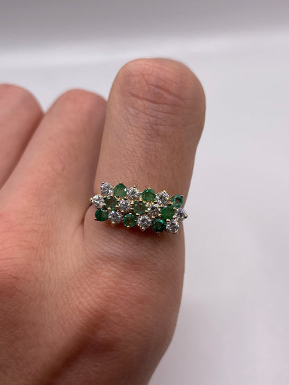 9ct gold emerald and cz ring