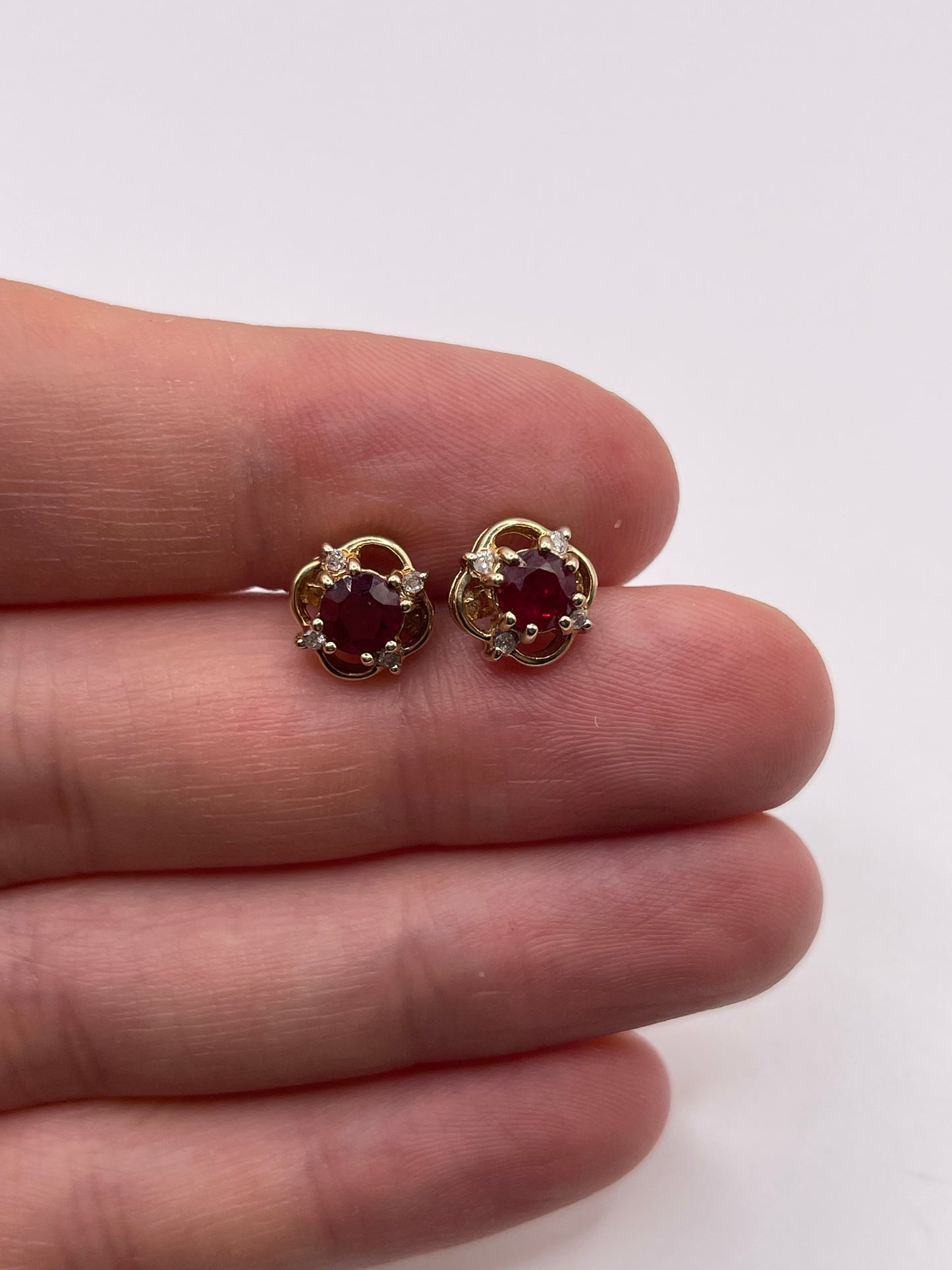 9ct gold ruby and diamond earrings