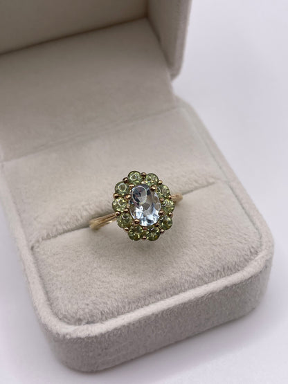 9ct gold topaz and peridot ring