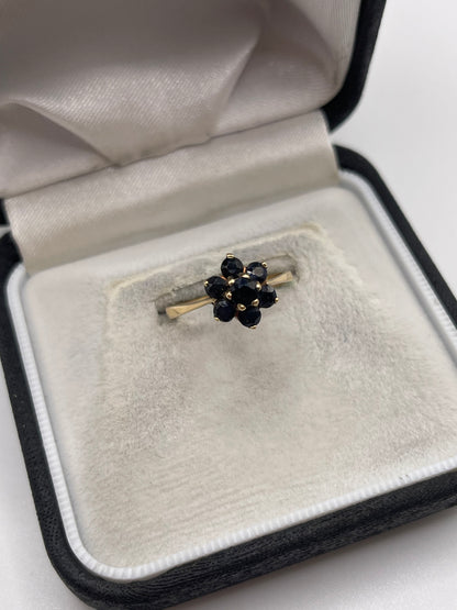 9ct gold sapphire cluster ring