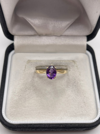 9ct gold amethyst ring