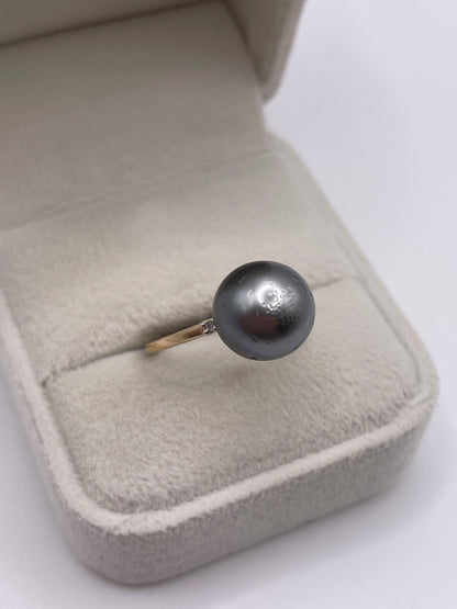 9ct gold pearl and diamond ring