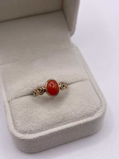 9ct gold coral ring