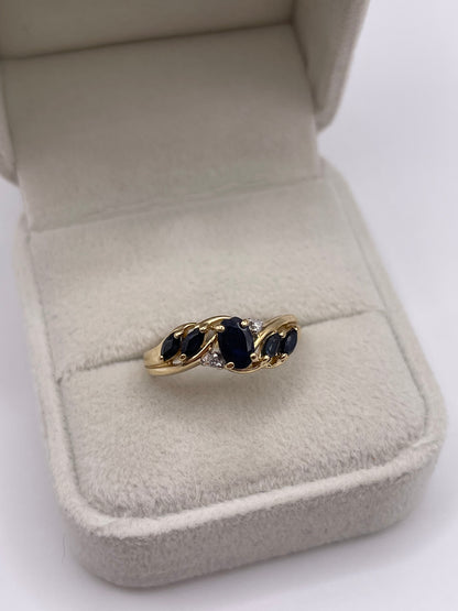 9ct gold sapphire and diamond ring