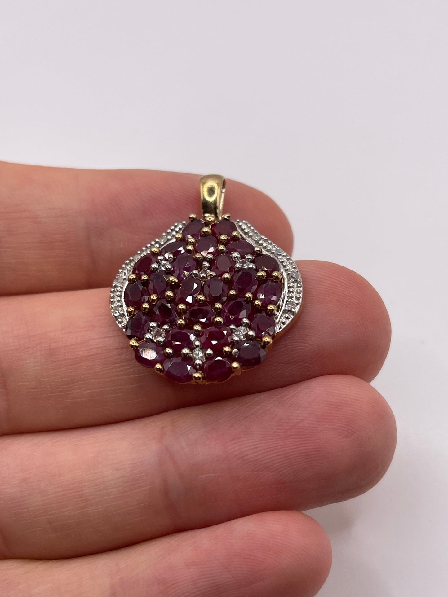 9ct gold ruby and diamond pendant