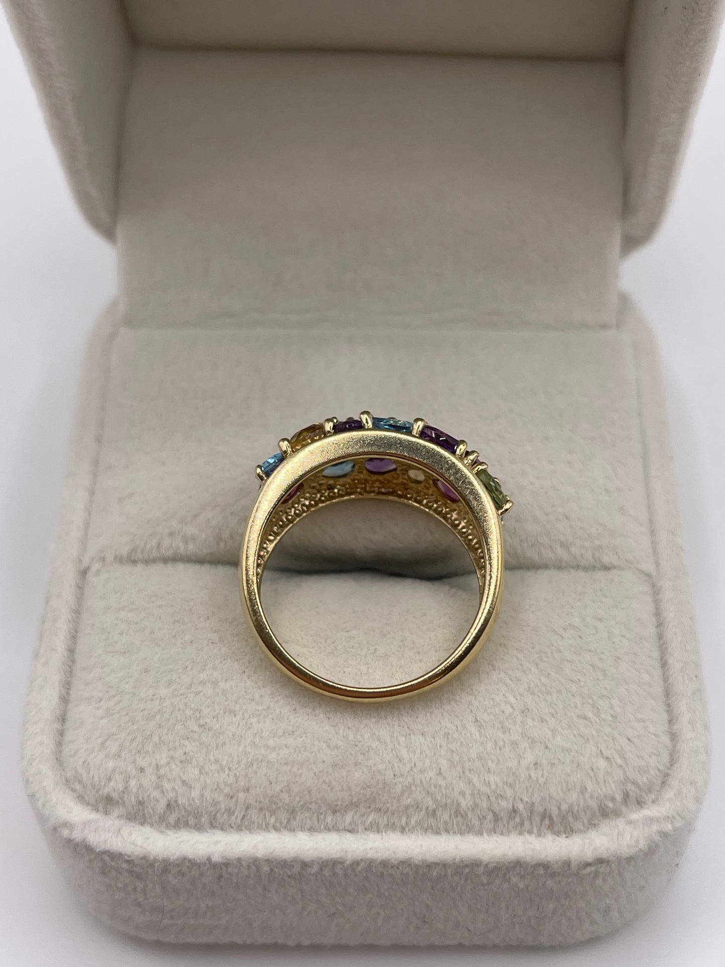 9ct gold multi gemstone cluster ring