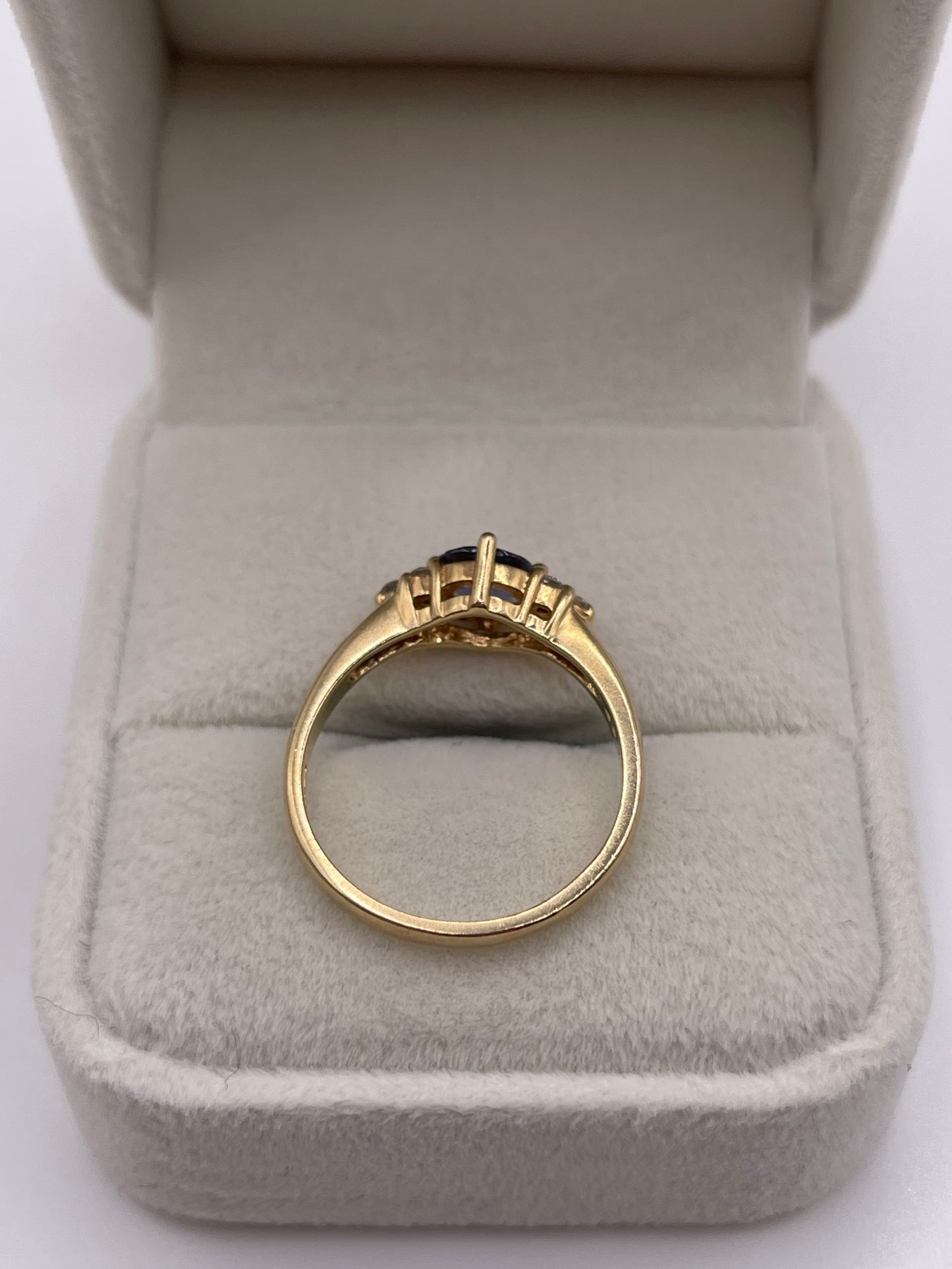 9ct gold iolite and diamond ring