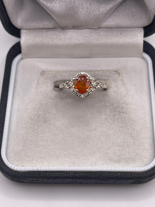Silver gemstone ring