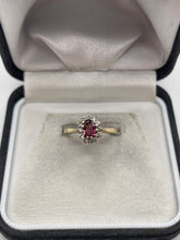 Load image into Gallery viewer, 9ct gold ruby and cz ring
