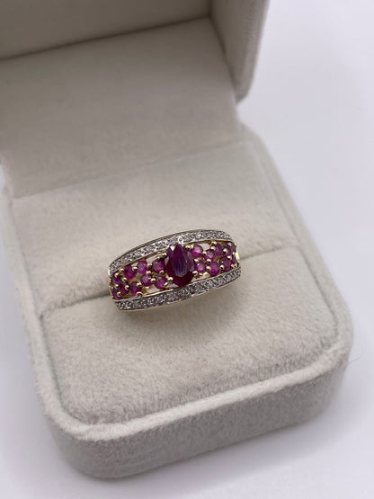 9ct gold ruby and diamond ring