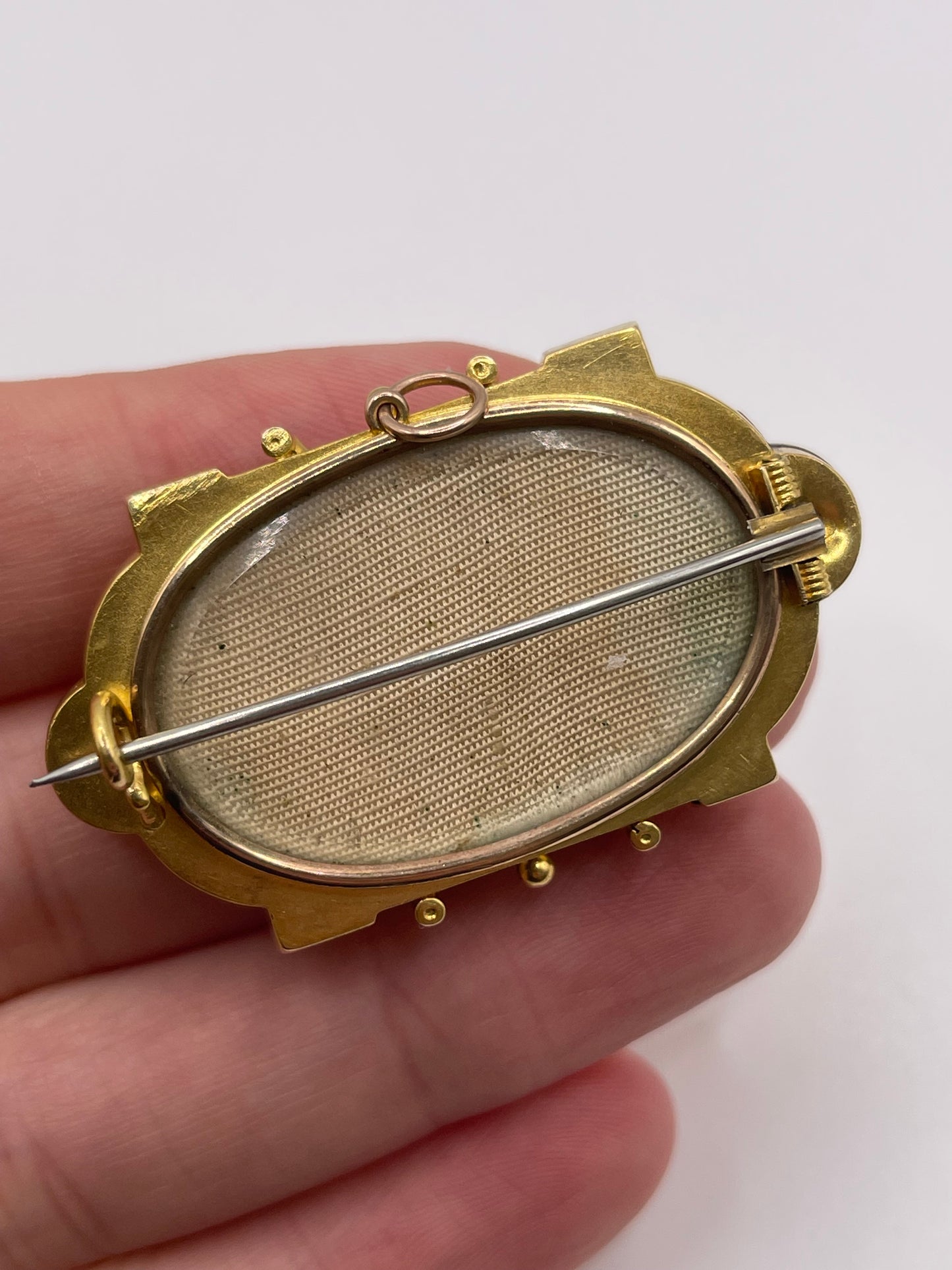 Antique 18ct gold sapphire, pearl and diamond brooch