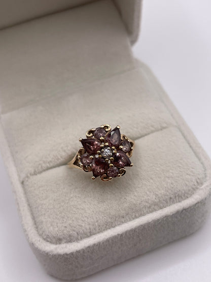 9ct gold quartz and zircon ring