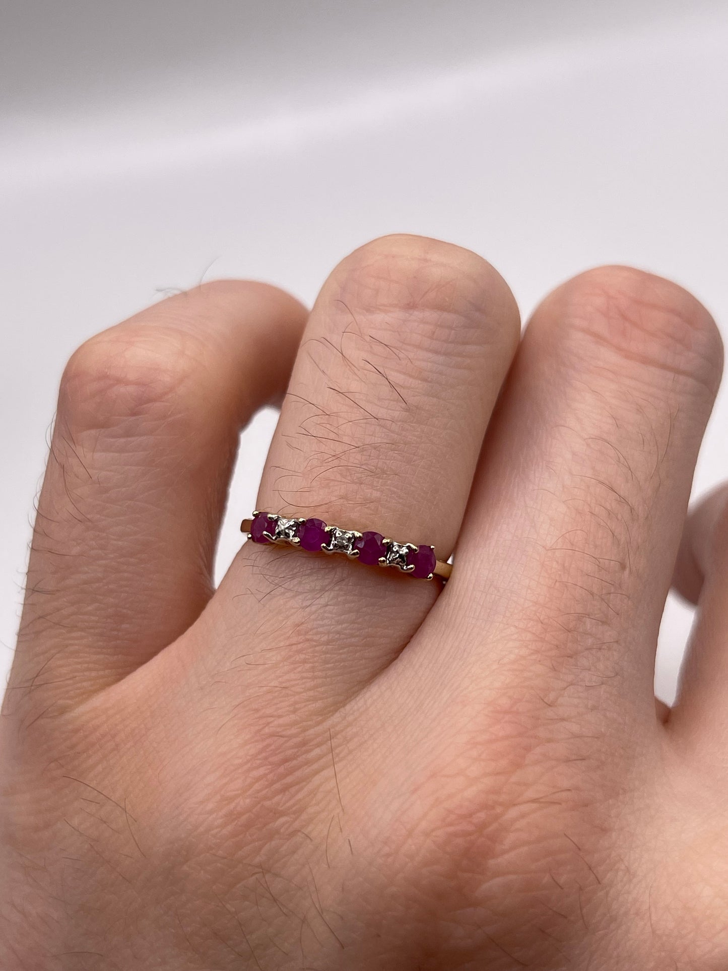 9ct gold ruby and diamond ring