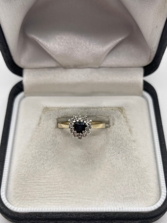 9ct gold sapphire and diamond ring