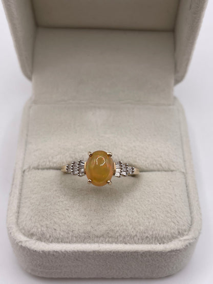 9ct gold opal and diamond ring