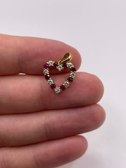 18ct gold ruby and diamond heart pendant