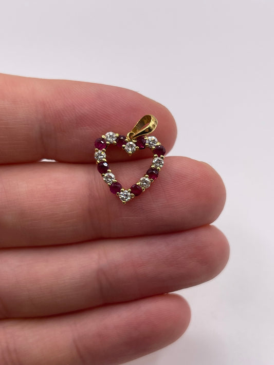 18ct gold ruby and diamond heart pendant
