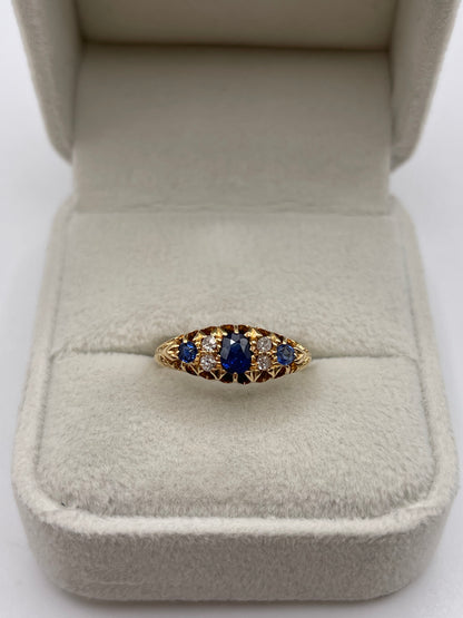 Antique 18ct gold sapphire and diamond ring