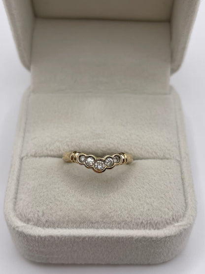 9ct gold diamond wishbone ring