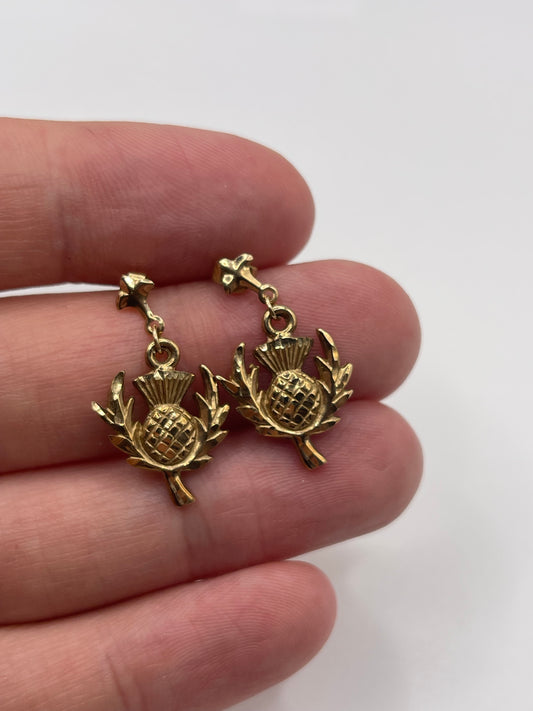 9ct gold thistle earrings